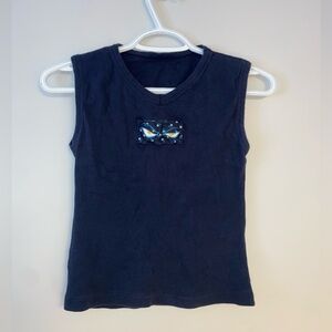 Adorable Navy Embroidery Detail Tank Top